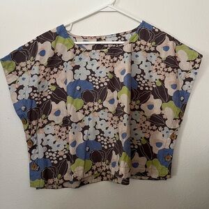 Liz Alig Floral Crop Top in Blue and Green